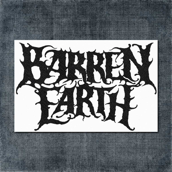 Barren Earth Back Patch, Barren Earth Logo White Big Back Patch