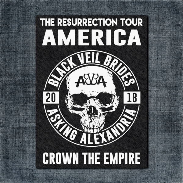 Black Veil Brides Asking Alexandria Back Patch, Black Veil Brides Asking Alexandria Artwork Big Back Patch
