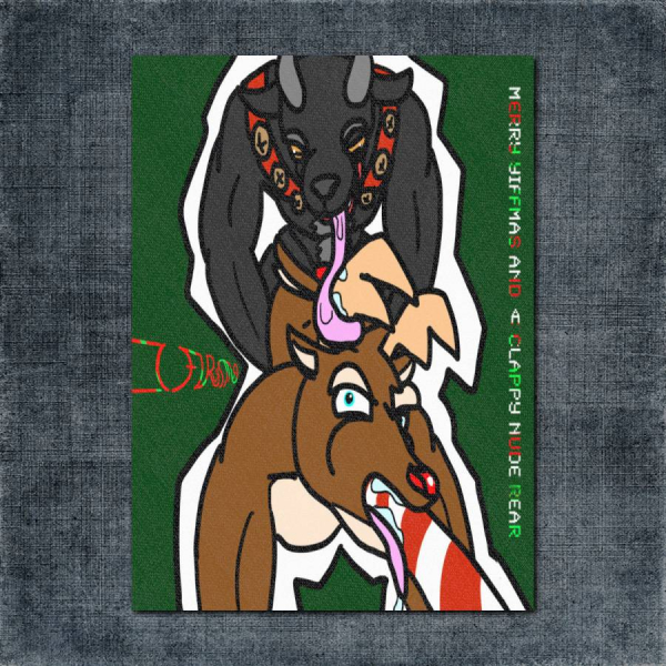 Furism Back Patch, Furism - Merry Yiffmas and a Clappy Nude Rear Big Back Patch