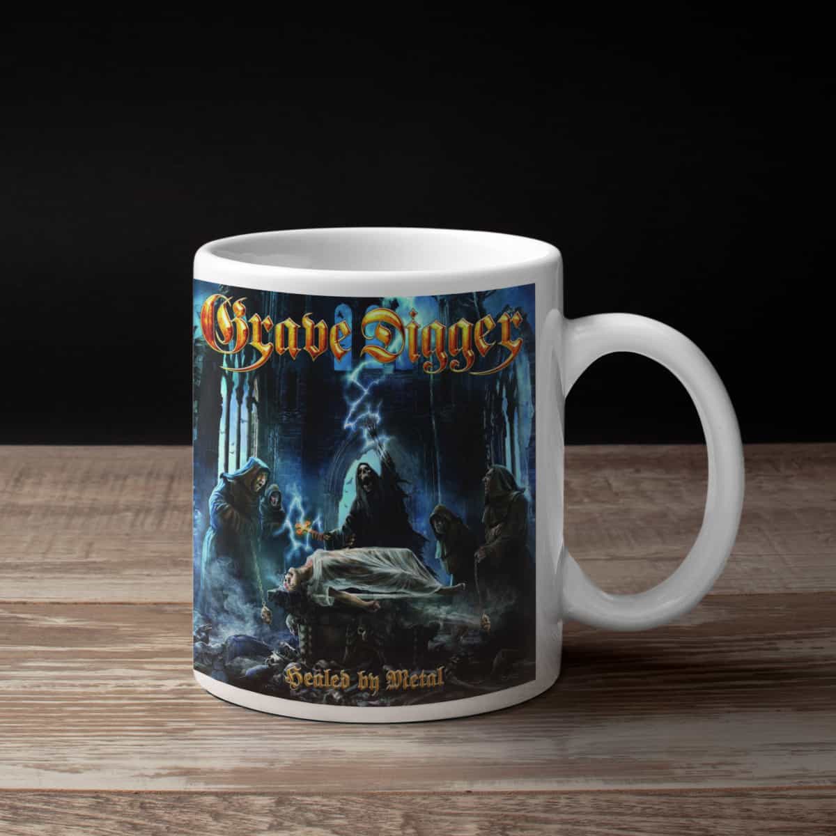 Grave Digger Coffee Mug, Grave Digger Healed By Metal Coffee Mug