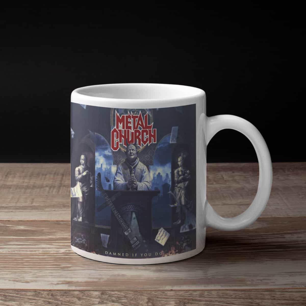 Metal Church Coffee Mug, Metal Church Damned If You Do Coffee Mug
